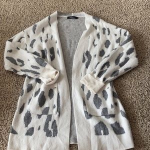 White and grey cardigan